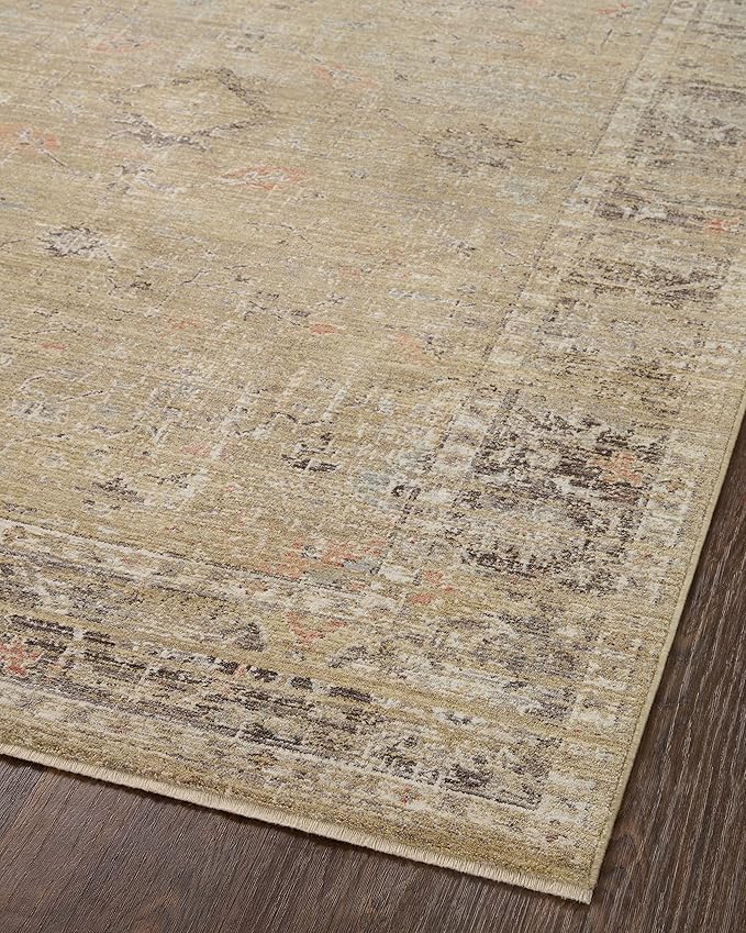 Loloi Magnolia Home by Joanna Gaines Millie Collection MIE-03 Gold/Charcoal 2'-7" x 14', .25" Pile Height, Runner Rug