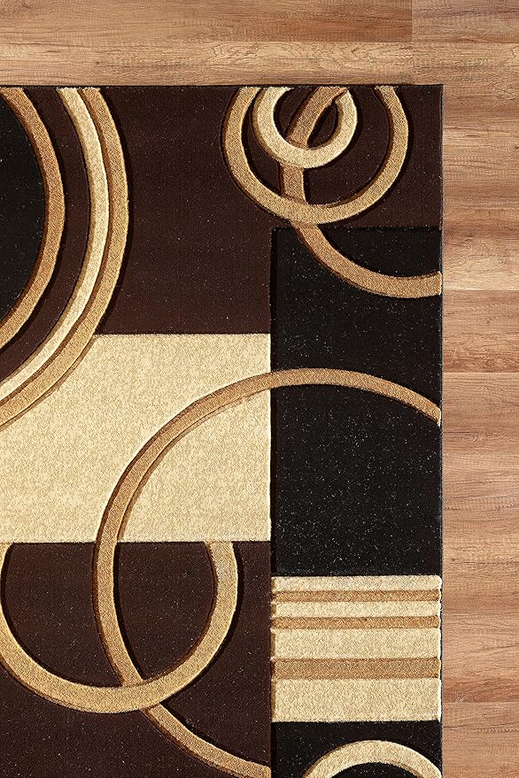 GLORY RUGS Area Rug Modern Soft Hand Carved Contemporary Floor Carpet with Premium Fluffy Texture for Indoor Living Dining Room and Bedroom Area (Brown, 4'x6')