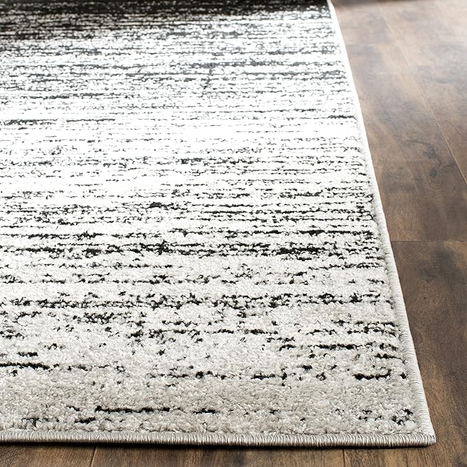 SAFAVIEH Area Rug 4x6 - Adirondack Collection - Silver & Black, Modern Ombre Design, Non Shedding & Easy to Clean, Ideal for Living Room, Bedroom, Office, Dining Space (ADR113A)