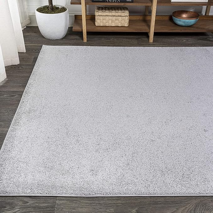 Eyely UES100K-4 Supersoft Haze Solid Low-Pile Indoor Area Rug Casual;Contemporary;Solid;Traditional, Bedroom, Kitchen, Living Room, Easy-Cleaning, Non-Shedding, 4 X 6, Light Gray