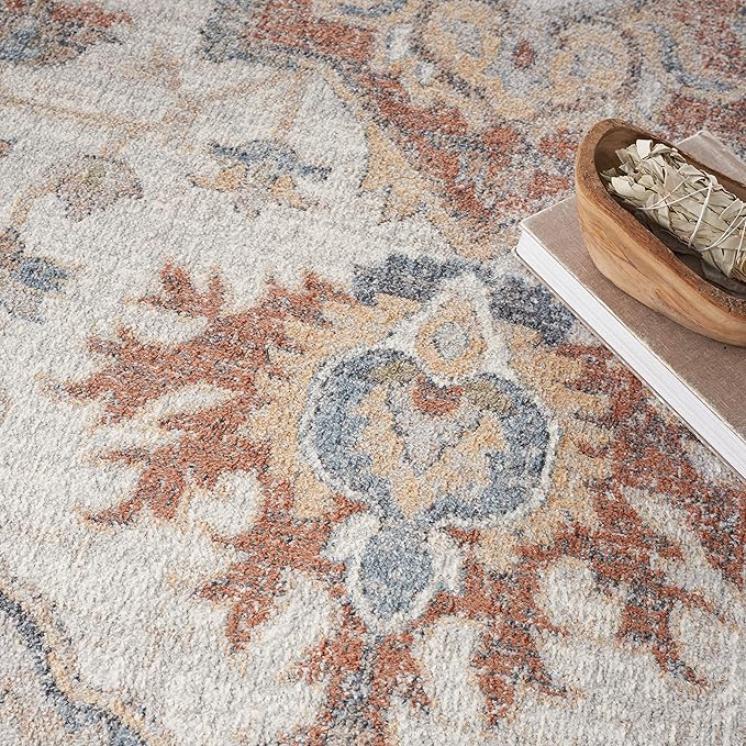Nourison Home Astra Machine Washable Grey Multicolor 9' x 12' Area Rug - Easy Clean, Non Shedding, Bed Room, Living Room, Dining Room, Kitchen (9' x 12')
