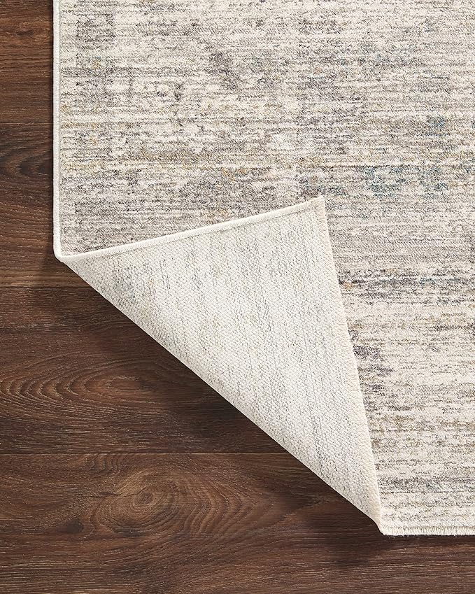 Loloi Magnolia Home by Joanna Gaines Millie Collection MIE-01 Silver/Dove 7'-10" x 7'-10", .25" Pile Height, Round Area Rug