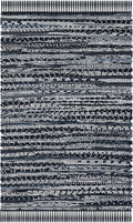 SAFAVIEH Rag Rug Collection Accent Rug - 2'6" x 4', Black, Handmade Boho Stripe Cotton, Ideal for High Traffic Areas in Entryway, Living Room, Bedroom (RAR121Z)
