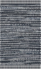 SAFAVIEH Rag Rug Collection Accent Rug - 2'6" x 4', Black, Handmade Boho Stripe Cotton, Ideal for High Traffic Areas in Entryway, Living Room, Bedroom (RAR121Z)