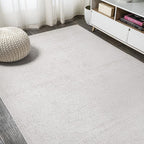 Eyely UES100D-4 Supersoft Haze Solid Low-Pile Indoor Area Rug Casual;Contemporary;Solid;Traditional, Bedroom, Kitchen, Living Room, Easy-Cleaning, Non-Shedding, 4 X 6, Ivory