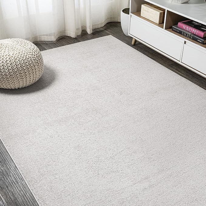 Eyely UES100D-8 Supersoft Haze Solid Low-Pile Indoor Area Rug Casual;Contemporary;Solid;Traditional, Bedroom, Kitchen, Living Room, Easy-Cleaning, Non-Shedding, 8 X 10, Ivory