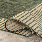 Nuloom Asha Green/Brown, 8' x 10', Casual, Striped Border, Soft and Cozy, High Traffic, Stain Resistant, Easy Clean, Durable Area Rug for Indoor/Outdoor Patio, Deck, Porch, Garden, Courtyard