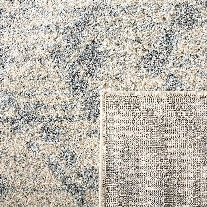 SAFAVIEH Adirondack Collection Runner Rug - 2'6" x 14', Ivory & Light Blue, Modern Diamond Distressed Design, Non-Shedding & Easy Care, Ideal for High Traffic Areas in Living Room, Bedroom (ADR131T)