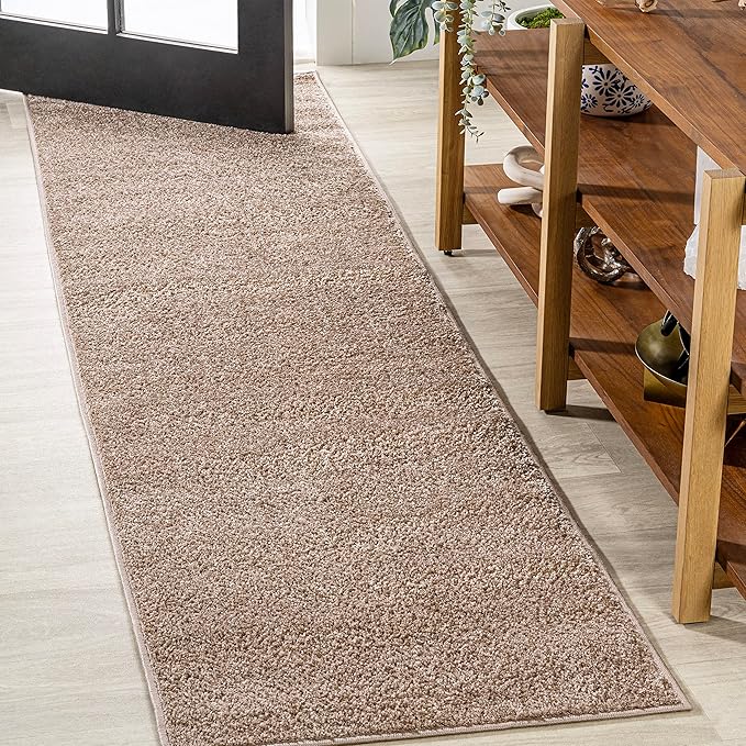 JONATHAN Y Haze Solid Low-Pile Beige Runner Rug 2x10, Coastal,Bohemian,Minimalist,Classic, Easy-Cleaning for Living Room,Bedroom,Kitchen,Pet Friendly,Non-Shedding (SEU100G-210)