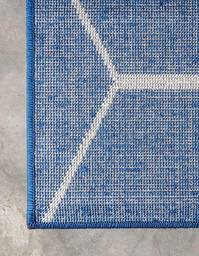 Unique Loom Trellis Frieze Collection Area Rug - Geometric (8' x 10', Navy Blue/ Ivory)