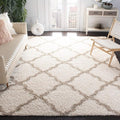 SAFAVIEH Dallas Shag Collection Area Rug - 8' Square, Ivory & Beige, Trellis Design, Non-Shedding & Easy Care, 1.5-inch Thick Ideal for High Traffic Areas in Living Room, Bedroom (SGD257B)