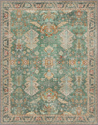 Bavni Living Room Rug, Modern Area Rugs 5x7 Non-Slip Washable, Chenille Printed Vintage Rugs for Bedroom Dinning Room Office, Sage/Gold