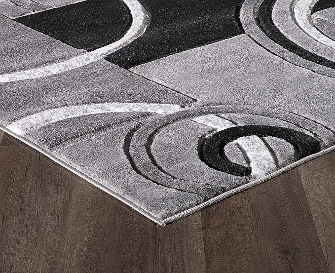 GLORY RUGS Area Rug Modern 8x10 Grey Soft Hand Carved Contemporary Floor Carpet Gray with Premium Fluffy Texture for Indoor Living Dining Room and Bedroom Area