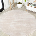 Eyely UES100D-5R Supersoft Haze Solid Low-Pile Indoor Area Rug Casual;Contemporary;Solid;Traditional, Bedroom, Kitchen, Living Room, Easy-Cleaning, Non-Shedding, 5' Round, Ivory
