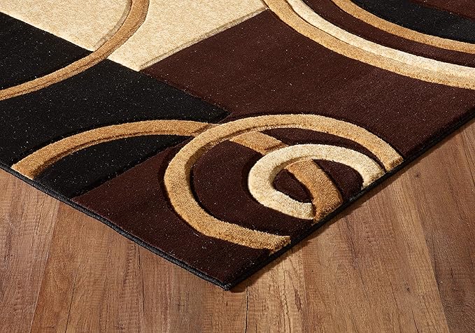 GLORY RUGS Area Rug Modern 8x10 Brown Soft Hand Carved Contemporary Floor Carpet with Premium Fluffy Texture for Indoor Living Dining Room and Bedroom Area