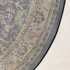 Unique Loom Sialk Hill Collection Area Rug - Washington (3' 3" Round Navy Blue/Cream)