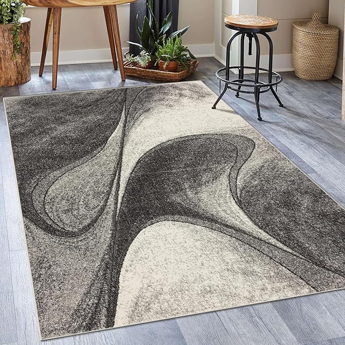 LUXE WEAVERS Spiral Abstract Gray 8x10 Area Rug