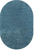 Eyely UES100H-5OV Supersoft Haze Solid Low-Pile Indoor Area Rug, Coastal, Bohemian, Minimalist, Classic, Casual for Bedroom,Kitchen,Living Room,Non Shedding,Easy-Washing, Blue, 5 X 8 Oval
