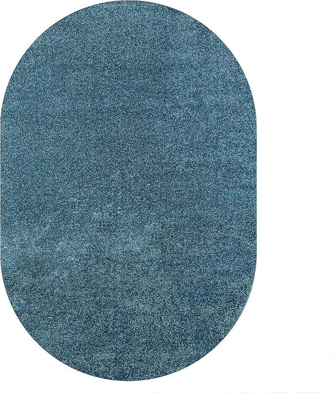 JONATHAN Y Haze Solid Low-Pile Turquoise 3x5 Oval Indoor Area Rug, Coastal,Bohemian,Minimalist,Classic, Easy-Cleaning for Living Room,Bedroom,Kitchen,Pet Friendly,Non-Shedding (SEU100H-3OV)