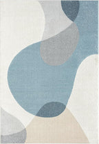 Abani Deco Collection Area Rug - Cream/Blue Mid-Century Design -5'3" x 7'6"(5'x8') - Easy to Clean - Durable for Kids and Pets - Non-Shedding - Medium Pile - for Living Room, Bedroom & Office