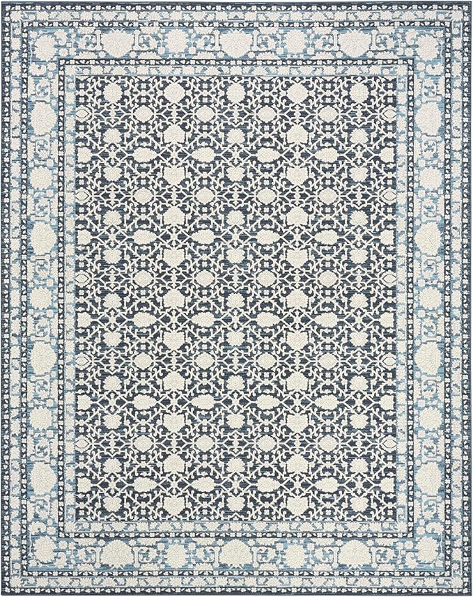 Nourison Home Grace Blue 5'3" x 7'3" Area Rug - Easy Clean, Non Shedding, Bed Room, Living Room, Dining Room, Kitchen (5' x 7')