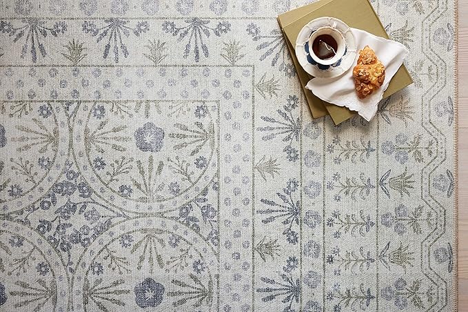 Loloi Rifle Paper Co. Maison Collection MAO-03 Rosette Ivory 7'-6" x 9'-6", .19" Pile Height, Area Rug