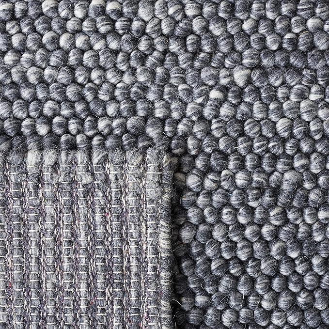 SAFAVIEH Natura Collection Runner Rug - 2'3" x 10', Dark Grey, Handmade Wool Blend, Textured Design, Ideal for Hallway, Bedroom, Foyer (NAT620H)