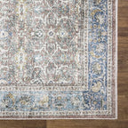 Bloom Rugs Caria Washable Non-Slip 4x6 Rug - Blue/Red Brown Traditional Area Rug for Living Room, Bedroom, Dining Room, and Kitchen - Exact Size: 4' x 6'