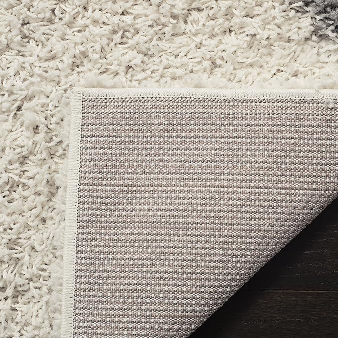 SAFAVIEH Dallas Shag Collection Runner Rug - 2'3" x 10', Ivory & Grey, Trellis Design, Non-Shedding & Easy Care, 1.5-inch Thick Ideal for High Traffic Areas in Living Room, Bedroom (SGD257F)
