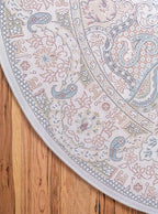 Unique Loom Narenj Collection Classic Traditional Medallion Textured Design Area Rug, Round 5' 0" x 5' 0", Ivory/Tan