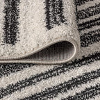 JONATHAN Y Khalil Modern Berber Stripe Cream/Black Indoor Area Rug, 8x10, Contemporary, Bohemian, Easy-Cleaning for Living Room, Bedroom, Kitchen, Pet Friendly, Non-Shedding (MOH207A-8)