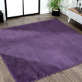 Eyely UES100N-7SQ Supersoft Haze Solid Low-Pile Indoor Area Rug, Coastal, Bohemian, Minimalist, Classic, Casual for Bedroom,Kitchen,Living Room,Non Shedding,Easy-Washing, Purple, 7' Square