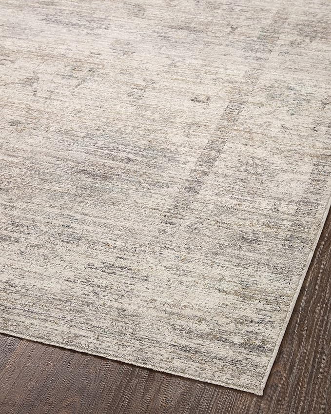 Loloi Magnolia Home by Joanna Gaines Millie Collection MIE-01 Silver/Dove 9'-6" x 9'-6", .25" Pile Height, Round Area Rug