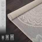 CAMILSON Outdoor Rug 6x9 Modern Area Rugs for Indoor and Outdoor Patios and Porches - Waterproof, Washable, Non-Shedding, Easy-to-Clean Outside Carpet (6 x 9, Medallion - Grey/White)