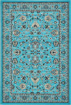 Unique Loom Sialk Hill Collection Area Rug - Washington (6' 1" x 9' Rectangle Turquoise/Black)
