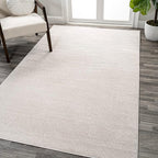 Eyely UES100D-15 Supersoft Haze Solid Low-Pile Indoor Area Rug, Coastal, Bohemian, Minimalist, Classic, Casual for Bedroom,Kitchen,Living Room,Non Shedding,Easy-Washing, Ivory, 12 X 15