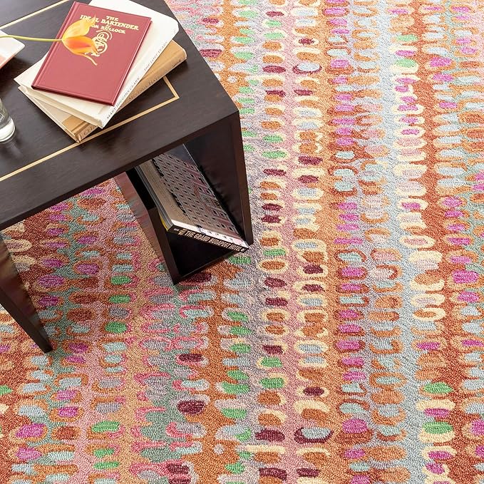Dash and Albert Paint Chip Wool Area Rug - 4' x 6' Clay Graphic Hand Micro Hooked Accent Rug - Durable, High Traffic Areas Hallway, Living Room, Stairs