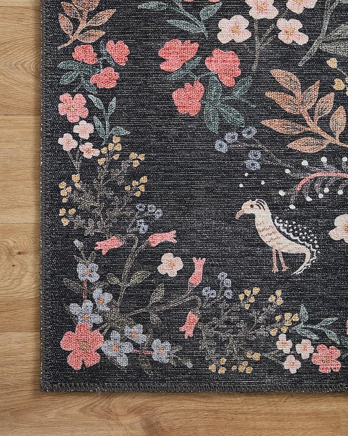 Loloi Rifle Paper Co. Maison Collection MAO-04 Tuileries Black 2'-6" x 12'-0", .19" Pile Height, Runner Rug
