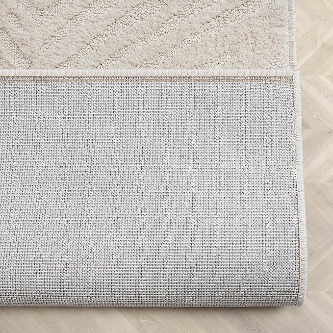 Well Woven Custom Size Hallway Stair Runner - Choose Your Length - 27 Inches Wide x 45 Feet Long Runner (27" x 45' Runner) Rug - Ivory Relajo Soft Touch, Modern Geometric - Hi-Lo Pile