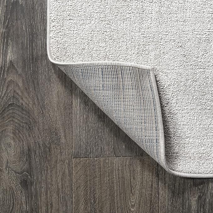 Eyely UES100D-212 Supersoft Haze Solid Low-Pile Indoor Runner Rug, Coastal, Bohemian, Minimalist, Classic, Casual for Bedroom,Kitchen,Living Room,Non Shedding,Easy-Washing, Ivory, 2 X 12