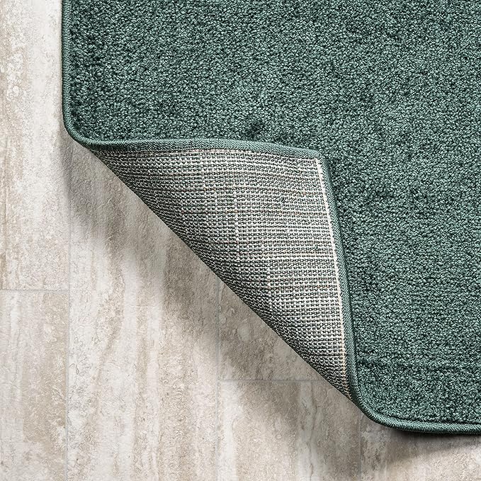 Eyely UES100L-6R Supersoft Haze Solid Low-Pile Indoor Area Rug, Coastal, Bohemian, Minimalist, Classic, Casual for Bedroom,Kitchen,Living Room,Non Shedding,Easy-Washing, Green, 6' Round