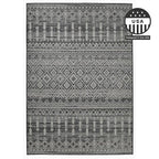 FH Home Flat Woven Outdoor Rug - Waterproof, Easy to Clean, Stain Resistant - Premium Polypropylene Yarn - Boho Moroccan - Large Patio, Deck, Sunroom - Dakar - Charcoal - 7ft 10in x 10ft 9in