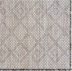 Unique Loom Outdoor Trellis Collection Area Rug - Tribal Trellis (7' 10" Square, Charcoal Gray/ Natural)
