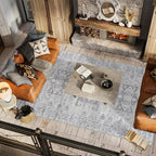 JONATHAN Y Modern Vintage Medallion Light Grey Indoor Area Rug, 4x6, Country, Floral, Easy-Cleaning for Living Room, Bedroom, Kitchen, Pet Friendly, Non-Shedding (MDP108B-4)