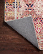 Loloi Layla Collection LAY-15 Magenta/Multi 3'-6" x 5'-6" .13" Thick Accent Rug, Soft, Durable, Vintage Inspired, Distressed, Low Pile, Non-Shedding, Easy Clean, Printed, Living Room Rug