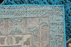 Unique Loom Taftan Collection Border Geometric Tribal Inspired Design Area Rug (8' 0 x 8' 0 Square, Turquoise/ Gray)