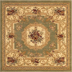 Unique Loom Versailles Collection Traditional Classic Floral Motif Area Rug (5' 0 x 5' 0 Square, Green/Ivory)