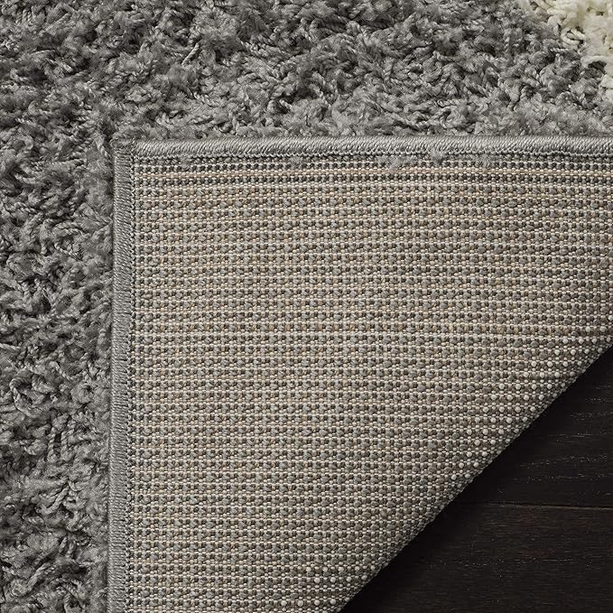 SAFAVIEH Dallas Shag Collection Area Rug - 10' Square, Grey & Ivory, Trellis Design, Non-Shedding & Easy Care, 1.5-inch Thick Ideal for High Traffic Areas in Living Room, Bedroom (SGD257G)