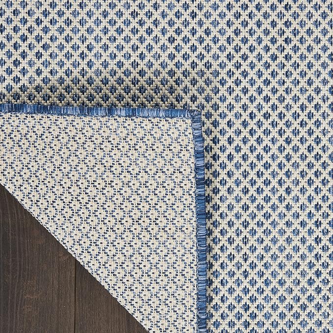 Nourison Home Courtyard Ivory Blue 8' x Square Area Rug - Easy Clean, Non Shedding, Bed Room, Living Room, Dining Room, Kitchen (8' x Square)