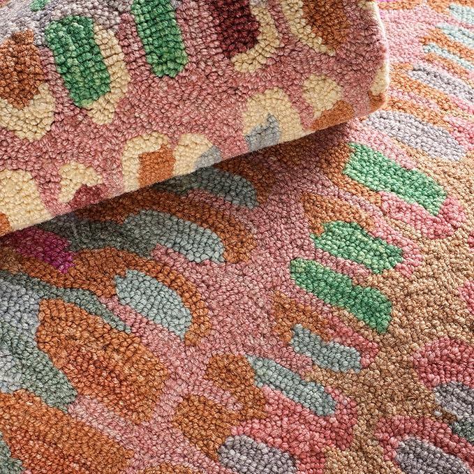 Dash and Albert Paint Chip Wool Area Rug - 2.5' x 8' Runner Clay Graphic Hand Micro Hooked Accent Rug - Durable, High Traffic Areas Hallway, Living Room, Stairs